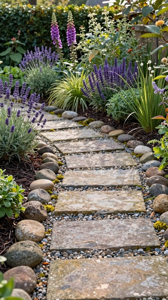 mixed stone walkway mosaic