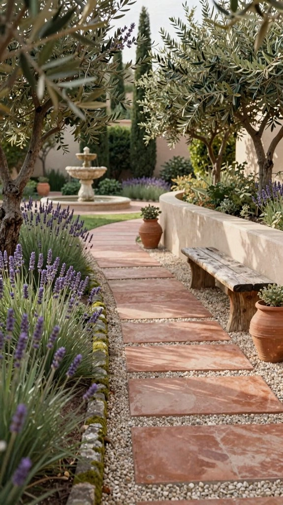 modern concrete paver path