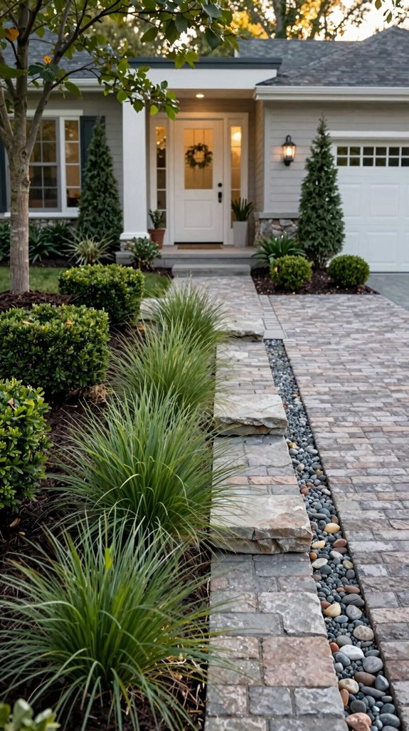 modern planters and curb lighting