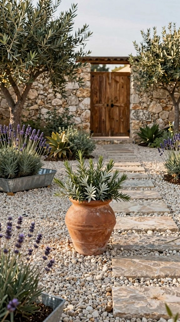 modern single color gravel courtyard
