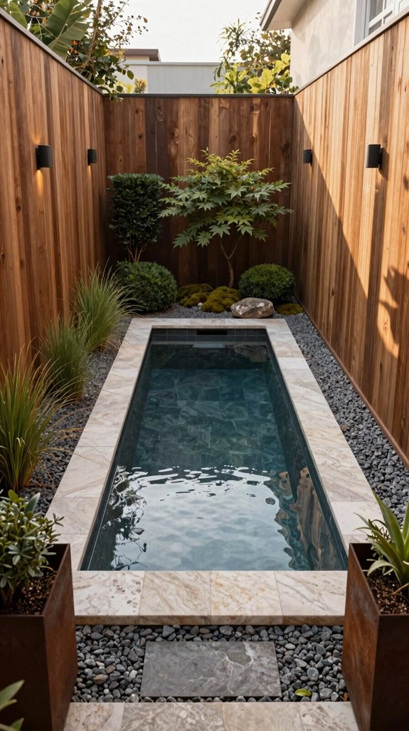 narrow yard lap pool retreat