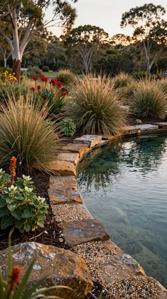 native plant swimming pond shoreline
