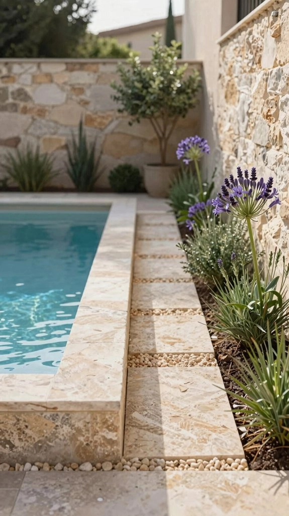 natural stone narrow lap pool