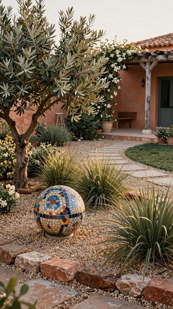 outdoor mosaic garden sphere sparkle