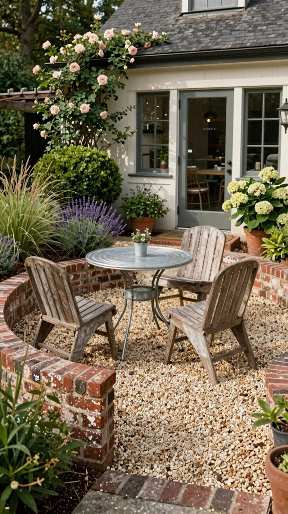 pea gravel bistro patio fire pit