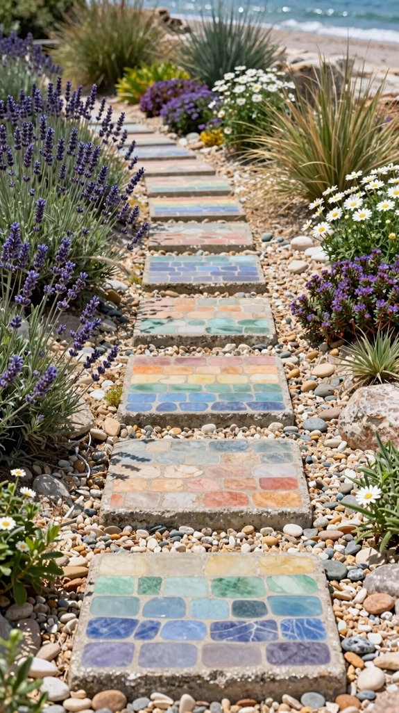 rainbow mosaic garden path