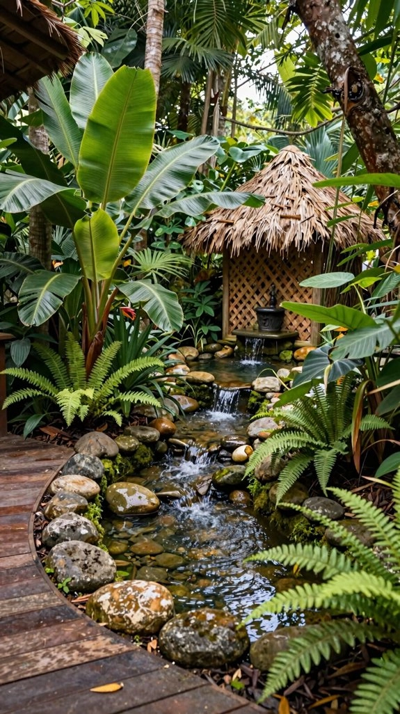 rainforest like tiered water feature