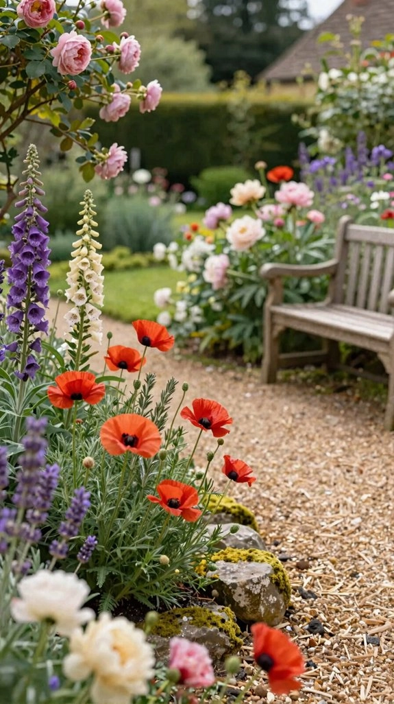 romantic scattered drift poppies