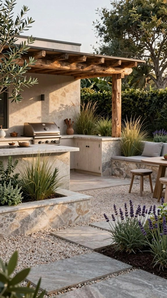 shaded outdoor kitchen gathering spot