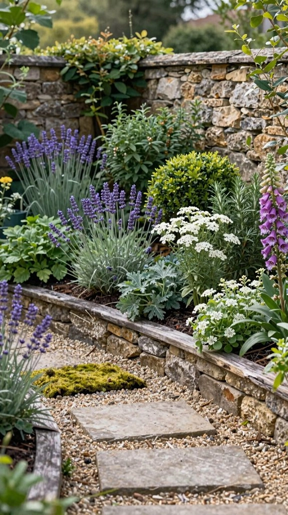 stacked stone drainage borders