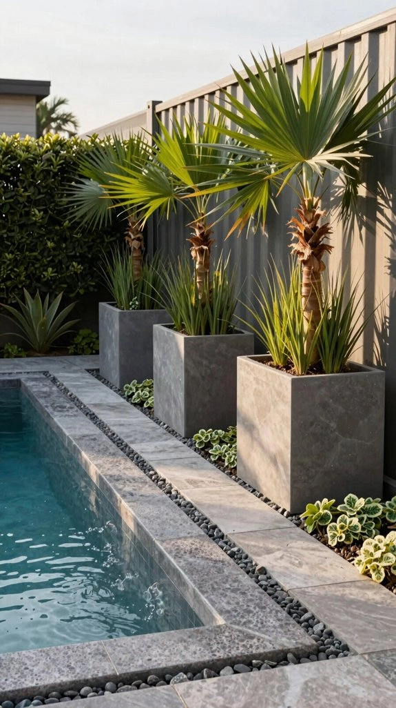 sturdy layered poolside planters