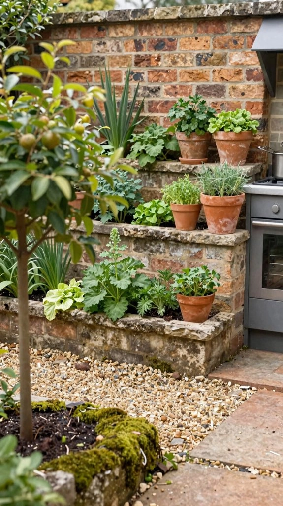 sunlit tiered herb planters