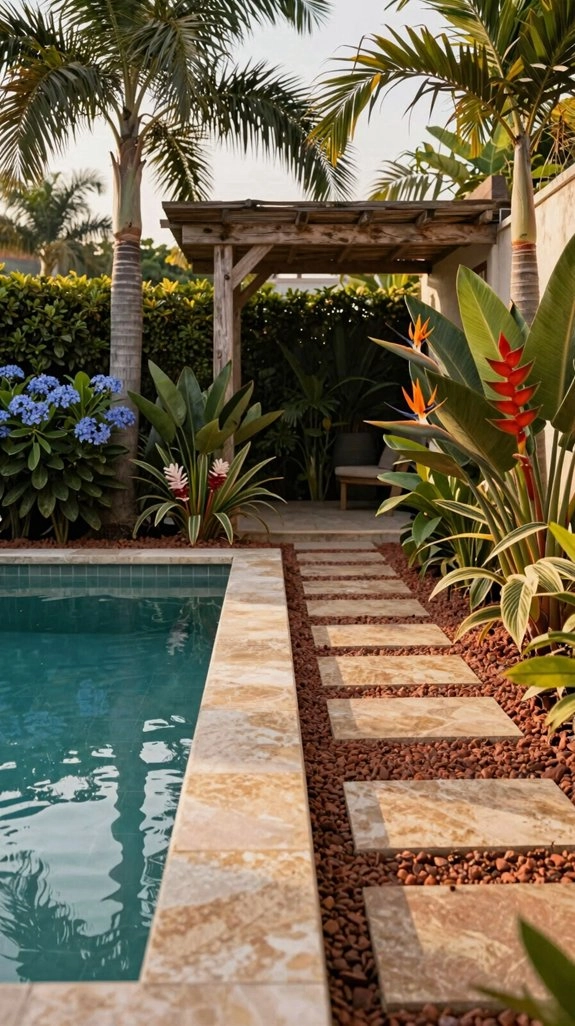 tropical drip lit pool oasis