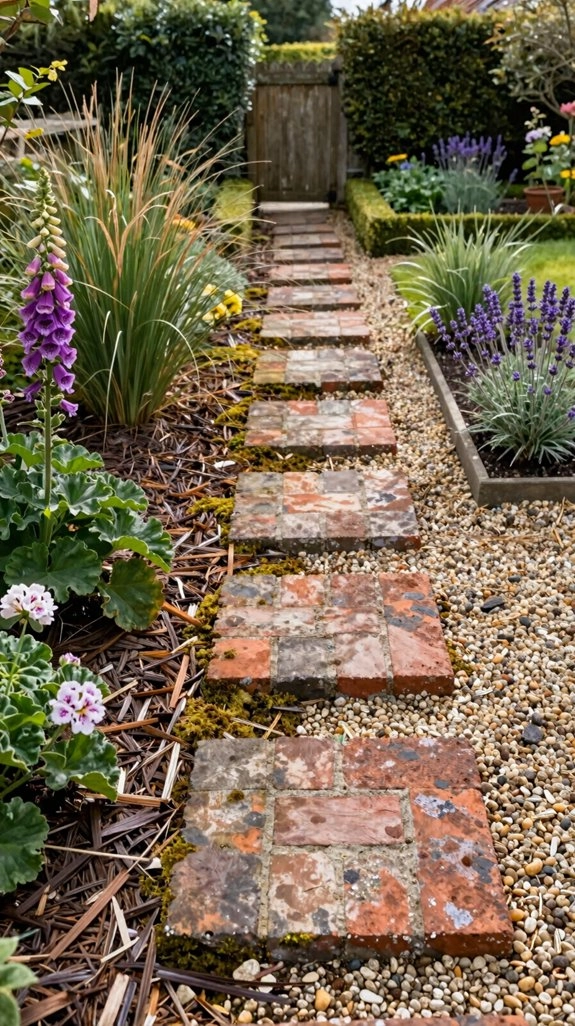 warm cottage brick stepping path