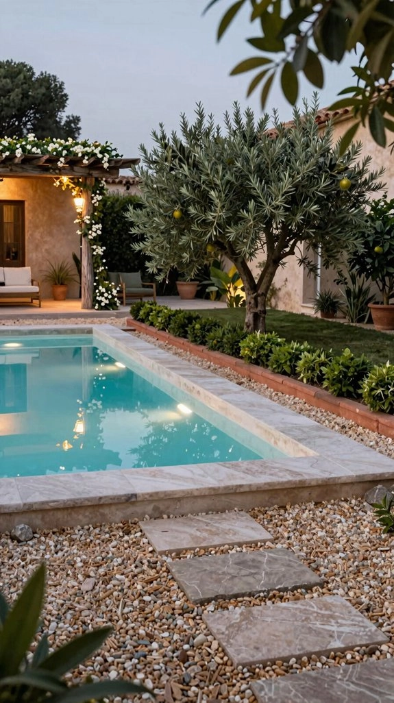 warm layered pool lighting