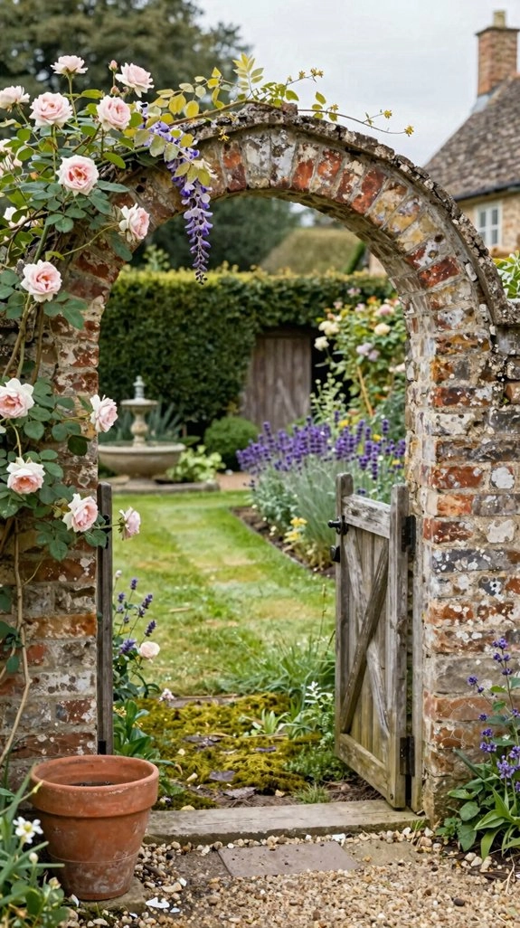 weathered wrought iron garden gate