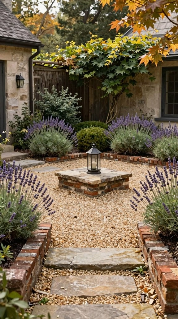 weed barrier pea gravel courtyard