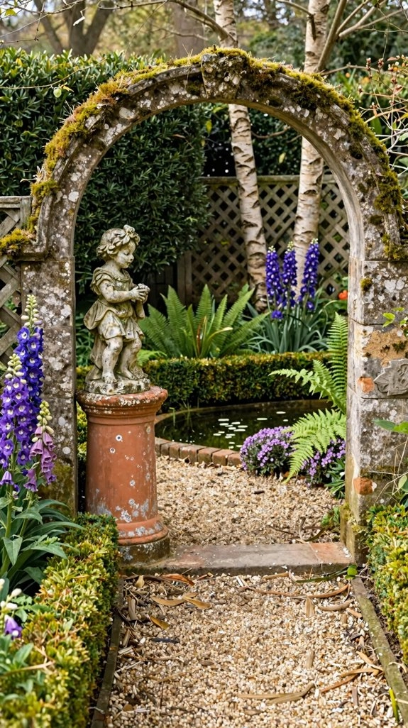 whimsical mossy garden statues