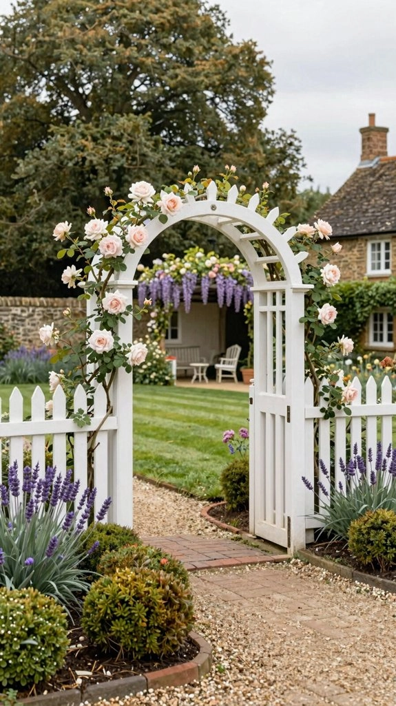 white picket arbor entrance