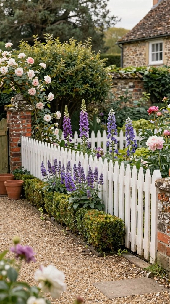 white picket flower border fence