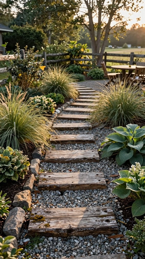 woodland style timber step path