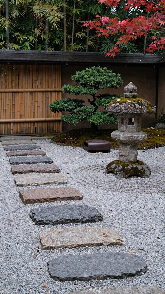 zen lantern stepping stone path