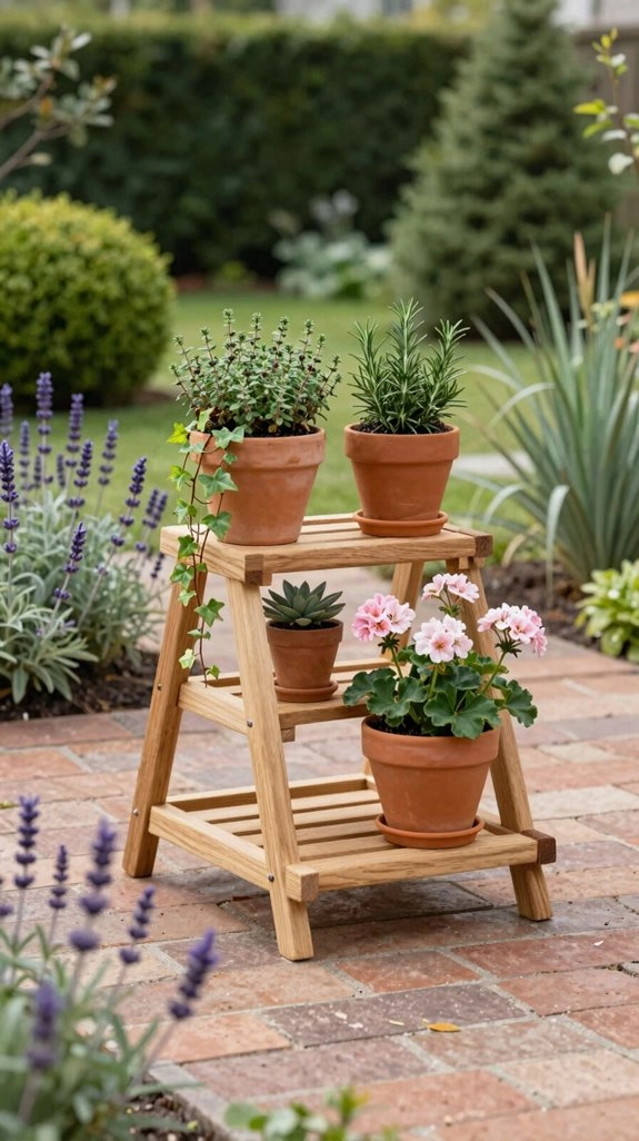 cedar stacked stair step stand