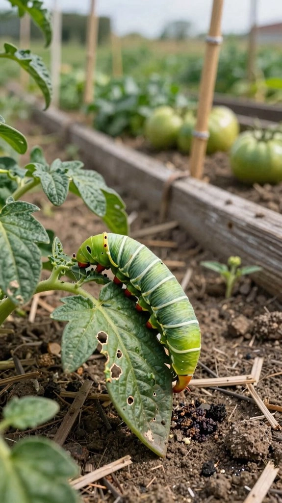 hornworm frass and ragged holes