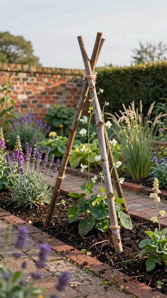 repurposed ladder climbing trellis