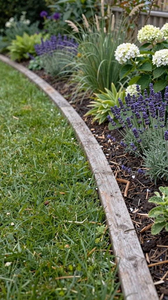 rot resistant timber lawn edging