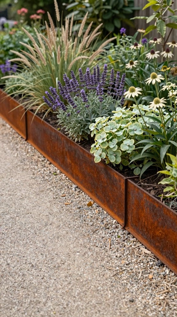 rust toned corten steel edging