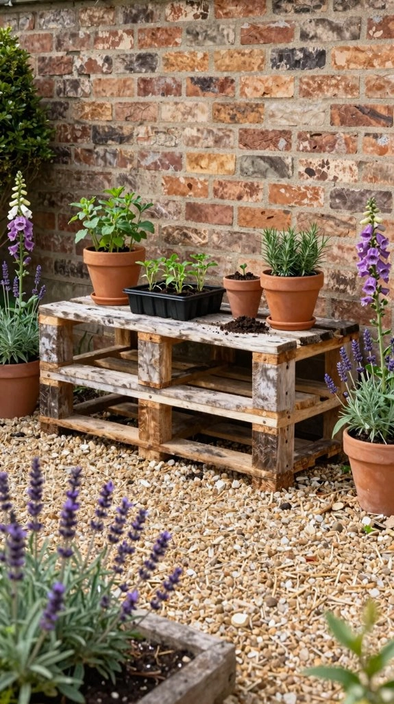 salvaged pallet potting bench
