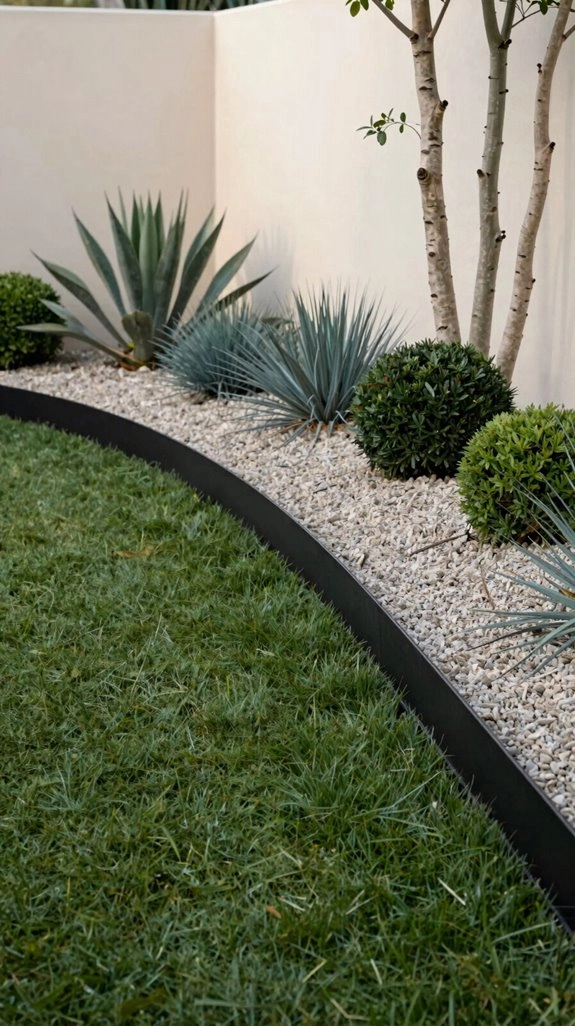 sleek steel edging with low maintenance