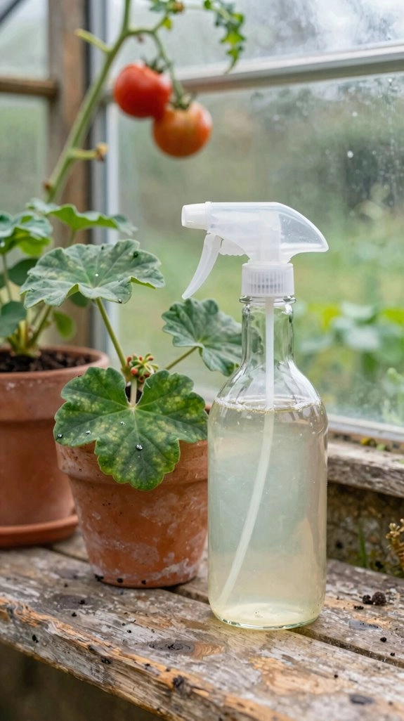 spray soap water under leaves