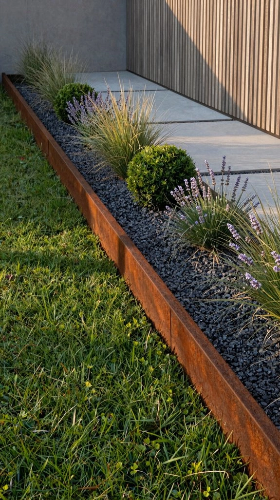 weathering steel modern lawn edging